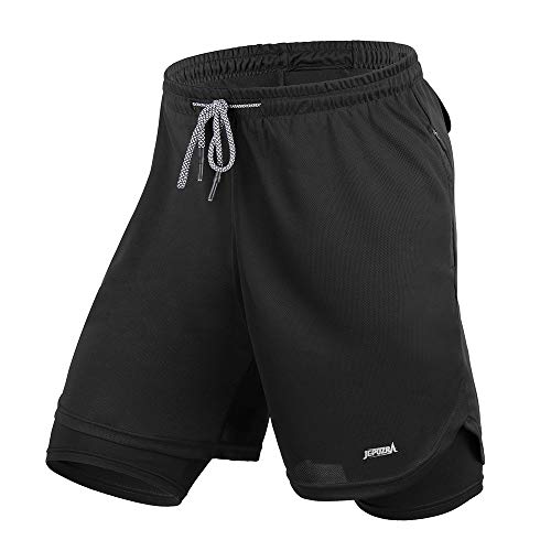 Pantalon Corto Hombre Deporte Verano Pantaloes Cortos con Bolsillos Shorts Deportivos para Running Baloncesto Bicicleta Entrenamiento Futbol Gimnasio Tenis Calzonas Crossfit Mallas Cortas (Negro, M)