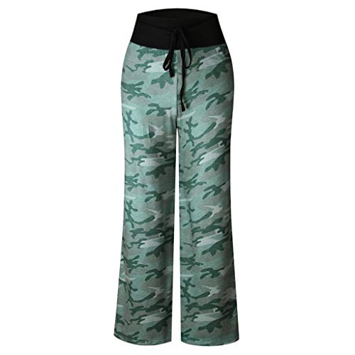 Pantalones Anchos Mujer Baggy Casual con Estampado de Camuflaje Cómodo Pantalon Elasticos con Cordón Pantalones de Yoga Fitness Bailan Deportivo Yvelands(A,M)