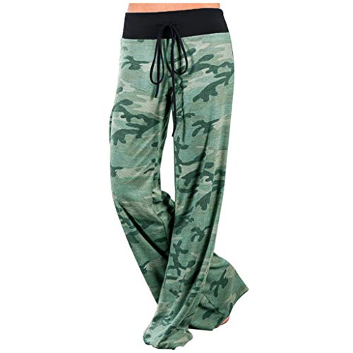 Pantalones Anchos Mujer Baggy Casual con Estampado de Camuflaje Cómodo Pantalon Elasticos con Cordón Pantalones de Yoga Fitness Bailan Deportivo Yvelands(A,M)