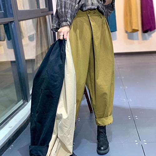 Pantalones Casualespantalones Harem De Cintura Alta Pantalones Casuales Simples De OtoñO Moda De Estilo Coreano Suelto Tallas Grandes Cintura EláStica Pantalones Capris De Mujer L Verde Militar