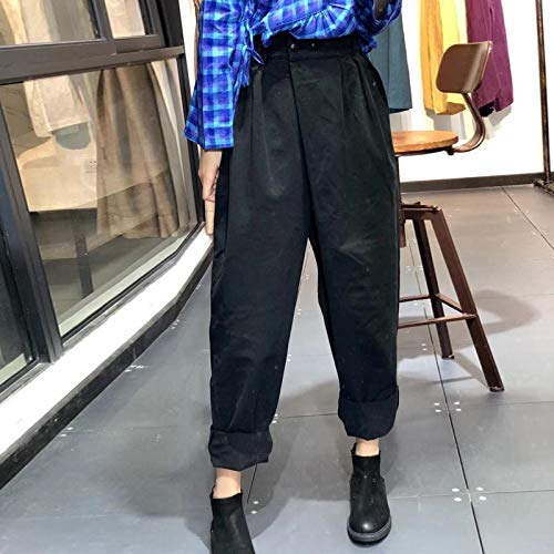 Pantalones Casualespantalones Harem De Cintura Alta Pantalones Casuales Simples De OtoñO Moda De Estilo Coreano Suelto Tallas Grandes Cintura EláStica Pantalones Capris De Mujer L Verde Militar