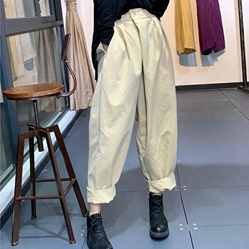 Pantalones Casualespantalones Harem De Cintura Alta Pantalones Casuales Simples De OtoñO Moda De Estilo Coreano Suelto Tallas Grandes Cintura EláStica Pantalones Capris De Mujer L Verde Militar