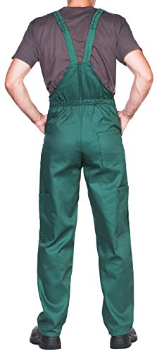 Pantalones con peto de trabajo para hombre, Made in EU, Mono de trabajo, Azur, blanco, rojo, verde, negro (S, Verde)