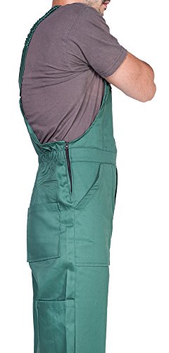 Pantalones con peto de trabajo para hombre, Made in EU, Mono de trabajo, Azur, blanco, rojo, verde, negro (S, Verde)