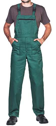 Pantalones con peto de trabajo para hombre, Made in EU, Mono de trabajo, Azur, blanco, rojo, verde, negro (S, Verde)