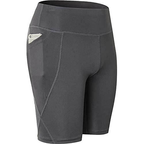 Pantalones Cortos Ajustados de Secado rápido para Mujer, de Cintura Alta, cómodos, elásticos, para Yoga, Fitness, Correr, Entrenamiento, Pantalones Cortos con Bolsillos X-Large