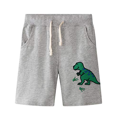 Pantalones Cortos de Algodón para Niños Verano Lindo Patrón de Dinosaurio Salvaje Novedad Dibujos Animados Pantalones Cortos 1-8 Años de Edad Niños (Gris)