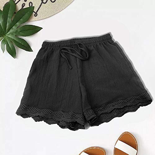 Pantalones cortos de encaje de mujer con cordón elástico en la cintura Pantalones cortos de verano de moda suelta informal