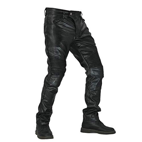 Pantalones De Cuero Elásticos Protectores De La Motocicleta, Pantalones Rectos Impermeables Y A Prueba De Viento De La Motocicleta, Pantalones Anticaída (M)