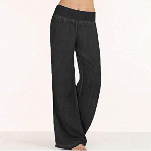 Pantalones de Mezclilla de imitación de Pierna Ancha Holgados cómodos S-5XL de Talla Grande Pantalones Vaqueros de Mujer con Cintura elástica de imitación Pantalones Largos completos