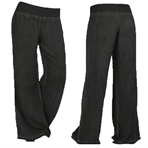 Pantalones de Mezclilla de imitación de Pierna Ancha Holgados cómodos S-5XL de Talla Grande Pantalones Vaqueros de Mujer con Cintura elástica de imitación Pantalones Largos completos