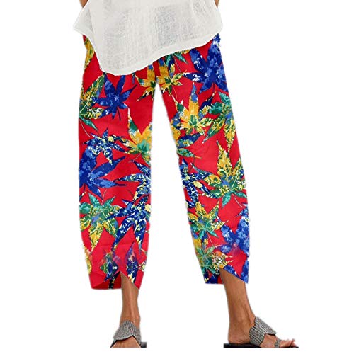 Pantalones De Mujer De Primavera Y Verano ImpresióN De Anillo Anual Estiramiento De Moda Pantalones Casuales De Bolsillo Suelto