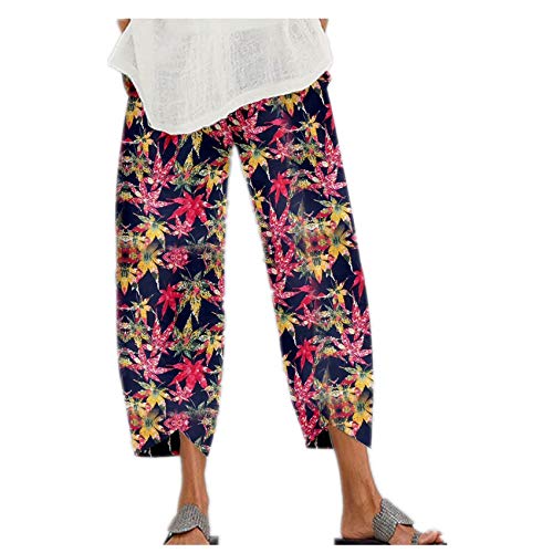 Pantalones De Mujer De Primavera Y Verano ImpresióN De Anillo Anual Estiramiento De Moda Pantalones Casuales De Bolsillo Suelto