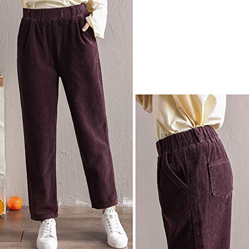 Pantalones de Pana Casuales para Mujer Otoño Invierno cómodos Pantalones Holgados de Pierna Ancha Rectos y Gruesos