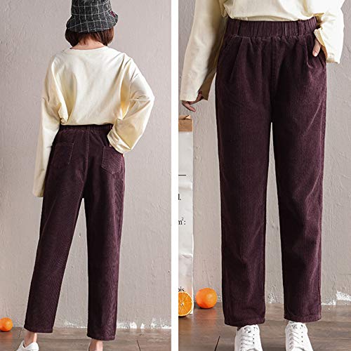 Pantalones de Pana Casuales para Mujer Otoño Invierno cómodos Pantalones Holgados de Pierna Ancha Rectos y Gruesos