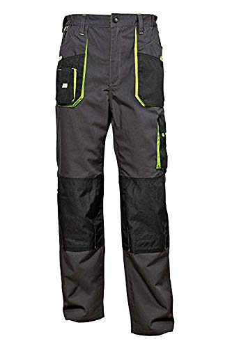 Pantalones de Trabajo para Hombre, Pantalon de Seguridad, Pantalones de Proteccion, Ropa Hombre, Bolsillos Multiusos, S - 3XL, con Rodilleras Trabajo. Resistente (L, Negro/Verde)