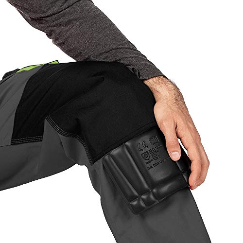 Pantalones de Trabajo para Hombre, Pantalon de Seguridad, Pantalones de Proteccion, Ropa Hombre, Bolsillos Multiusos, S - 3XL, con Rodilleras Trabajo. Resistente (L, Negro/Verde)