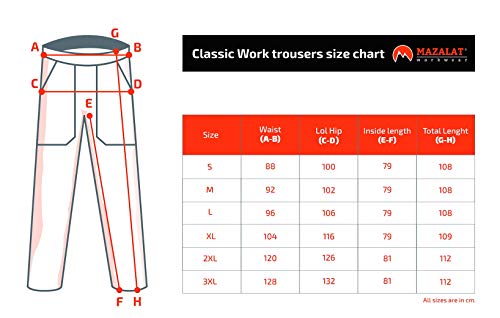 Pantalones de trabajo para hombre, S - XXXL, Pantalones de seguridad, Made in EU, Azul, Rojo, Verde, Bianco (S, Verde)