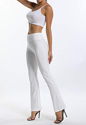 Pantalones De Yoga Sueltos Cintura Alta Mujer Pantalones Largos Deportivos Suaves y Cómodos Blanco Large