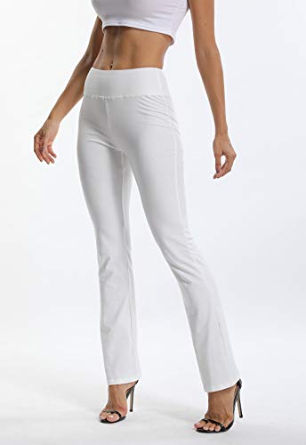 Pantalones De Yoga Sueltos Cintura Alta Mujer Pantalones Largos Deportivos Suaves y Cómodos Blanco Large