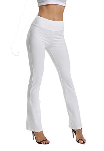 Pantalones De Yoga Sueltos Cintura Alta Mujer Pantalones Largos Deportivos Suaves y Cómodos Blanco Large