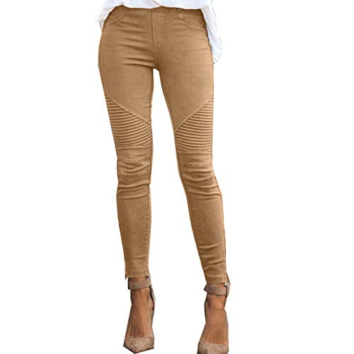 Pantalones elásticos de Color sólido Ajustados Casuales de Moda de otoño para Mujer
