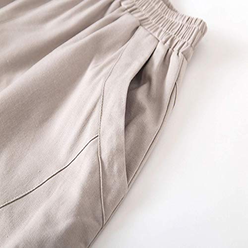 Pantalones Harem Holgados de Pierna Ancha con Micro Plisados y Cintura Alta elásticos para Mujer Pantalones Holgados Vintage de Color sólido con Bolsillos XXL