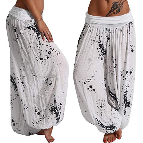 Pantalones Harem para Mujer, Pantalones con Cordones Impresos Digitalmente, Pantalones Anchos Sueltos, Pantalones Casuales De Mujer De Estilo Bohemio