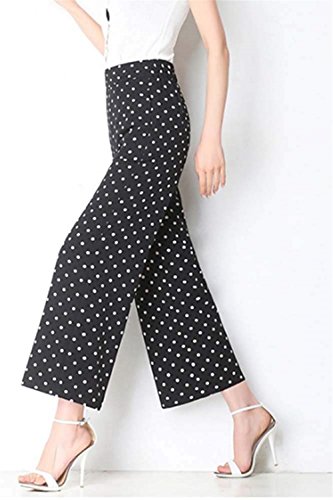 Pantalones Mujer Elegante Verano Pantalones Palazzo Lunares Casual Chiffon Anchos Casual Moda Pantalones Anchos Especial Estilo Tul Largos Pants (Color : Negro, Size : L)