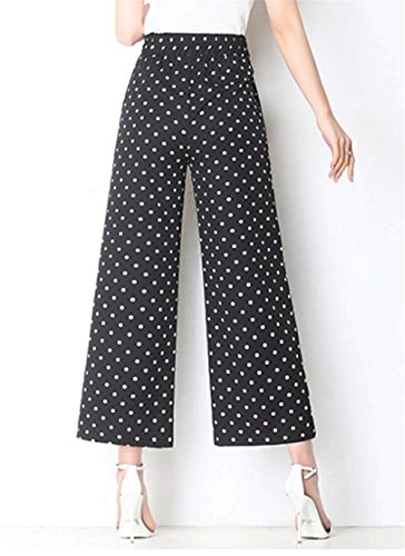 Pantalones Mujer Elegante Verano Pantalones Palazzo Lunares Casual Chiffon Anchos Casual Moda Pantalones Anchos Especial Estilo Tul Largos Pants (Color : Negro, Size : L)