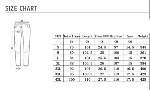 Pantalones Vaqueros de Corte Slim para Hombre Pantalones Vaqueros Pitillo de Color sólido Informal (XXL, Negro)