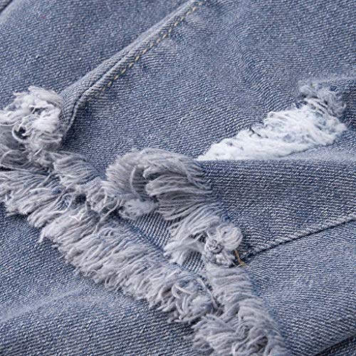 Pantalones Vaqueros Deportivos Hombres Rotos Pitillo Originales Slim Fit Skinny Pantalones Casuales Elasticos Agujero Pantalón Personalidad Slim fit Jeans con Cremallera Gusspower (S, Azul A)