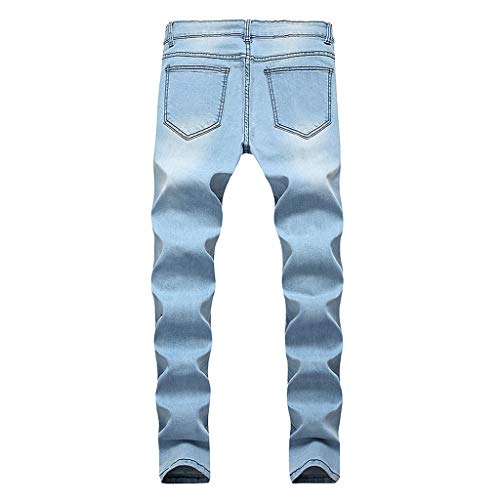 Pantalones Vaqueros Deportivos Hombres Rotos Pitillo Originales Slim Fit Skinny Pantalones Casuales Elasticos Agujero Pantalón Personalidad Slim fit Jeans con Cremallera Gusspower