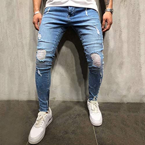 Pantalones Vaqueros para Hombre Casuales Moda Pantalones Vaqueros Rotos Hombre Jeans Trend Largo Pantalones Pants Skinny Pantalon Ropa Fitness Hombre Jeans Largos Pantalones vpass