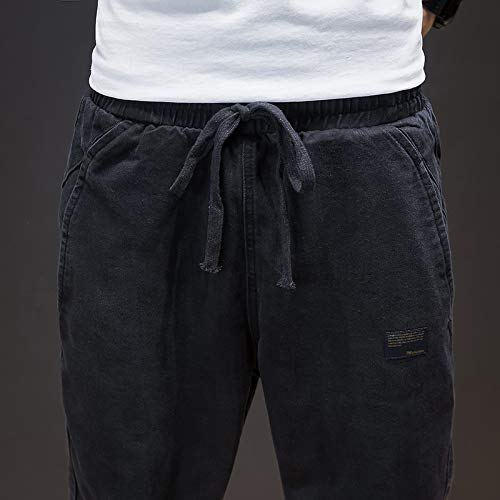 Pantalones Vaqueros para Hombre Primavera cordón Cintura elástica Vaqueros Sueltos Hip-Hop Casual Harem Jeans XXL