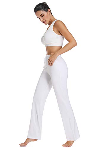 Pantalones Yoga Deportivos Chándal para Mujer Elásticos Transpirables Running Fitness Blanco Grande