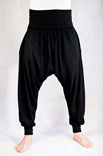 Pantalones Yoga Pilates Harem Etnicos Cagados Thai Uniforme Comodos Unisex Tallas (Negro, M)