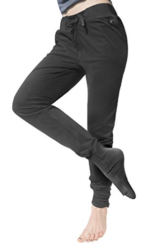 Panttoo. Pants That End Cold Feet Too. Pantalón Señora para Mujer Pantalones de Chándal Casuales para Danza Fitness Pilates Yoga Gym (Negro, XS 34-36)