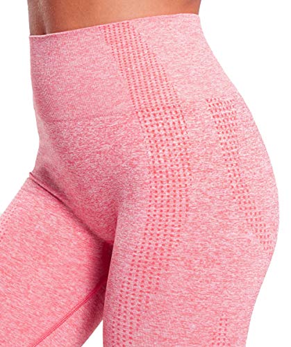 Pau1Hami1ton Talle Alto Sin Costura Leggins para Mujer Gimnasio Capri Mallas Pantalones de Yoga Niñas Fitness Leggings Deportivos GP-13(Coral,M)