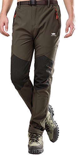 PECTNK Los Pantalones al Aire Libre de los Hombres Que Son de Fleece Impermeable de c¨¢scara Blanda 815A Ejercito Verde XL
