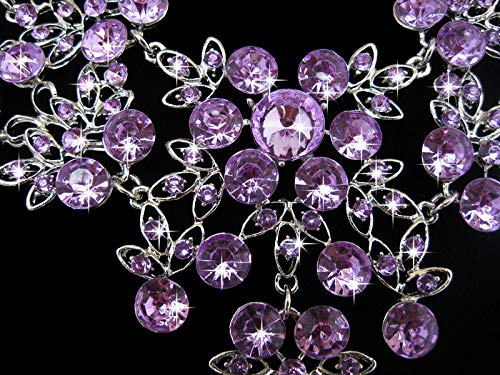 Pendientes De Collar Conjuntos Joyas,Mujeres Niñas Nupcial Vintage Cristal Austriaco Brillante Violeta Zirconia Colgante De Diamantes Cadena Gorgerous Boda Vestido De Banquete Conjunto Clásico Regal