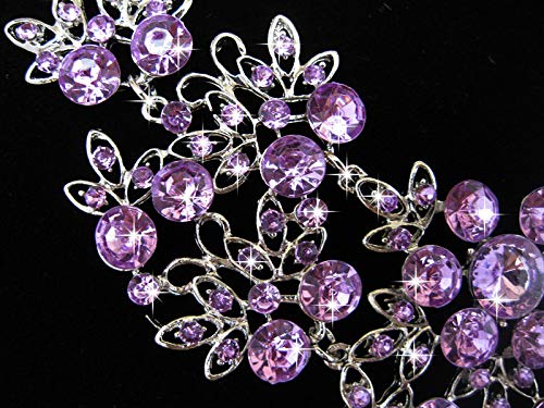 Pendientes De Collar Conjuntos Joyas,Mujeres Niñas Nupcial Vintage Cristal Austriaco Brillante Violeta Zirconia Colgante De Diamantes Cadena Gorgerous Boda Vestido De Banquete Conjunto Clásico Regal