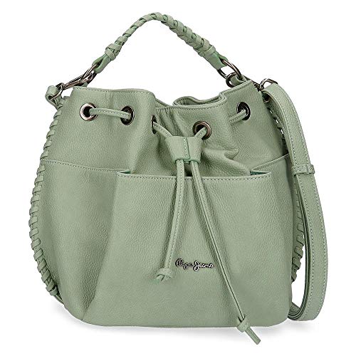 Pepe Jeans Braid Bolso Verde 25x27x16 cms Piel Sintética
