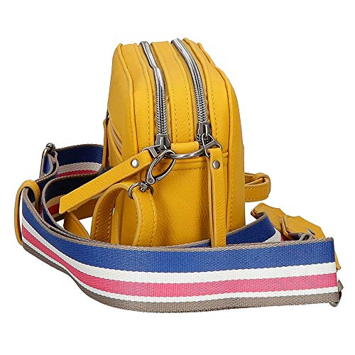 Pepe Jeans Eva Bandolera Dos Compartimentos Amarillo 25x18x6,5 cms Piel Sintética