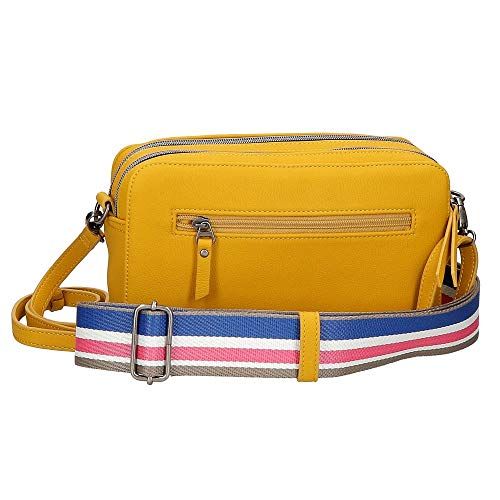 Pepe Jeans Eva Bandolera Dos Compartimentos Amarillo 25x18x6,5 cms Piel Sintética