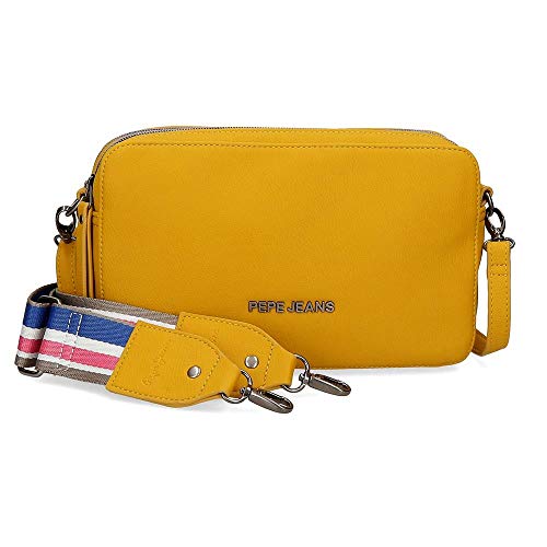 Pepe Jeans Eva Bandolera Dos Compartimentos Amarillo 25x18x6,5 cms Piel Sintética