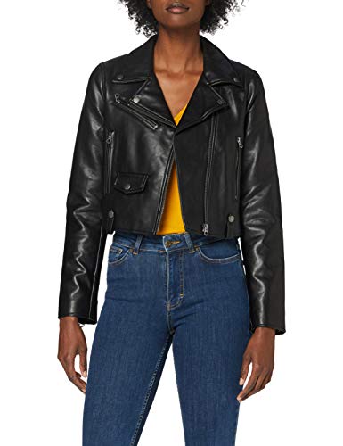 Pepe Jeans GWEN Chaqueta de cuero de imitación, Negro (Black 999), Small para Mujer