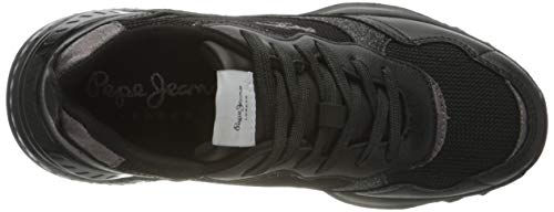 Pepe Jeans London Eccles Black, Zapatillas Mujer, 999black, 39 EU