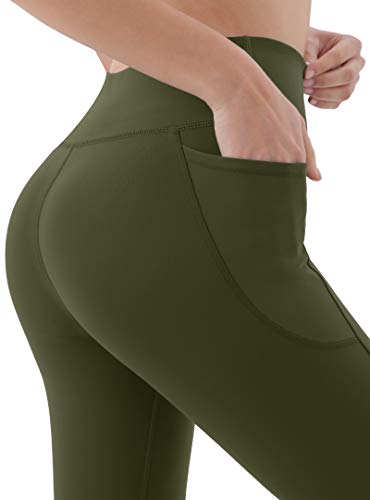 Persit Leggins Deportivos Mujer, Leggings Para Mujer Running Pantalon Deporte Verde Militar XS
