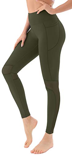 Persit Leggins Deportivos Mujer, Leggings Para Mujer Running Pantalon Deporte Verde Militar XS